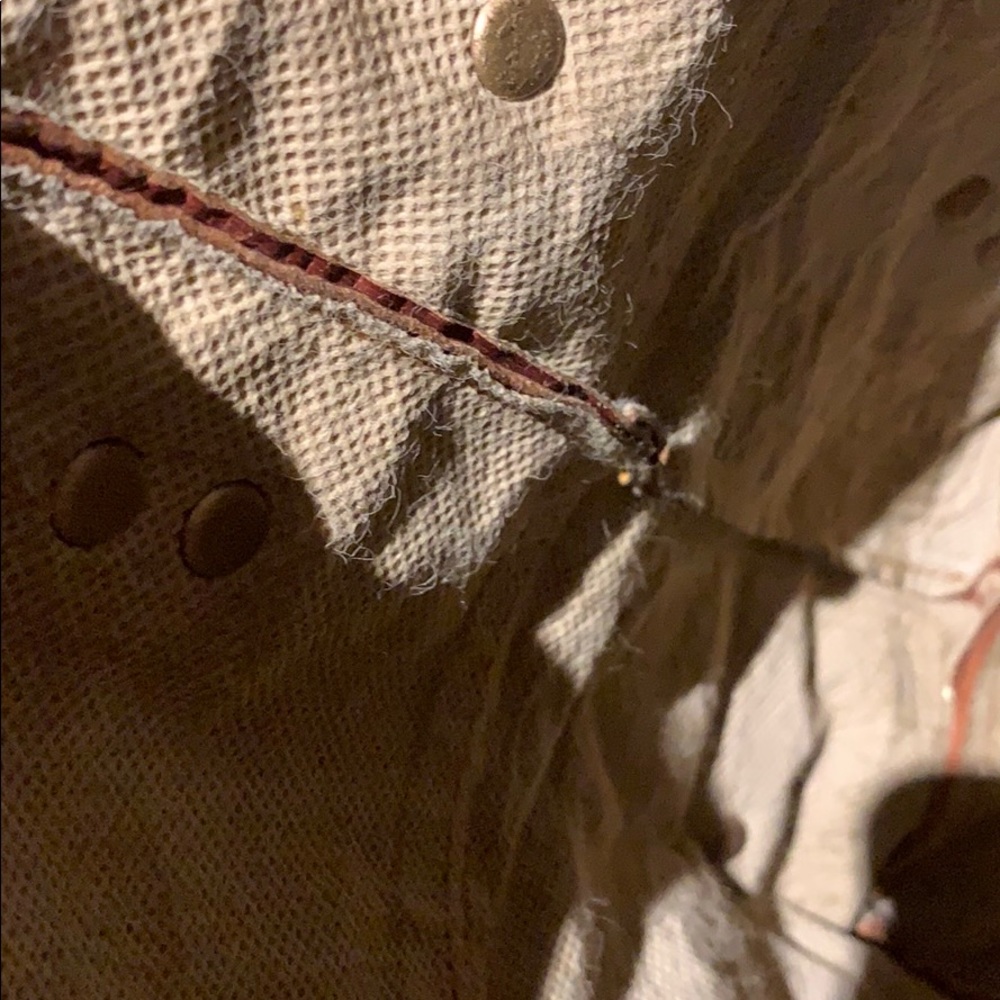 Boho Embroidered Tan Camel Leather Mini Backpack - Picture 6 of 10